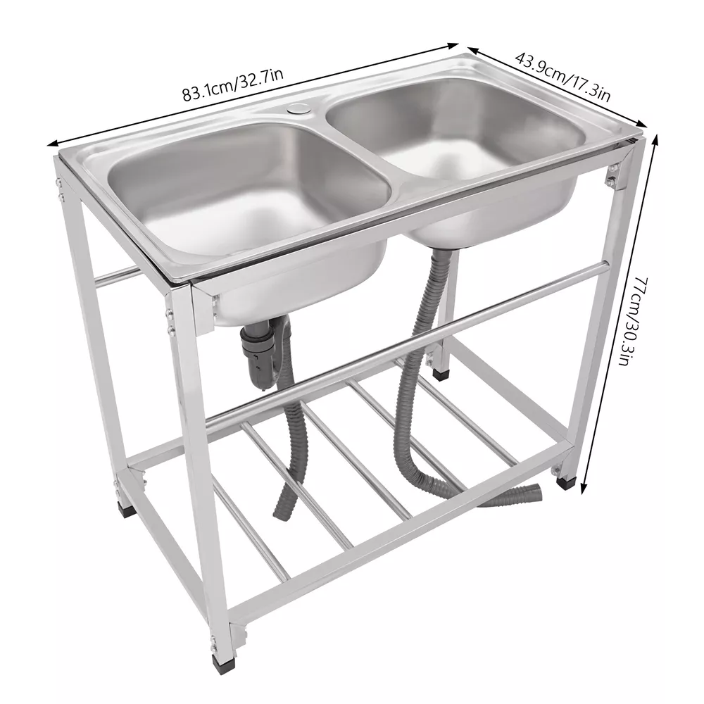 Commercial Kitchen Outlets - Commercial Double Bowl Sink Kitchen Freestanding